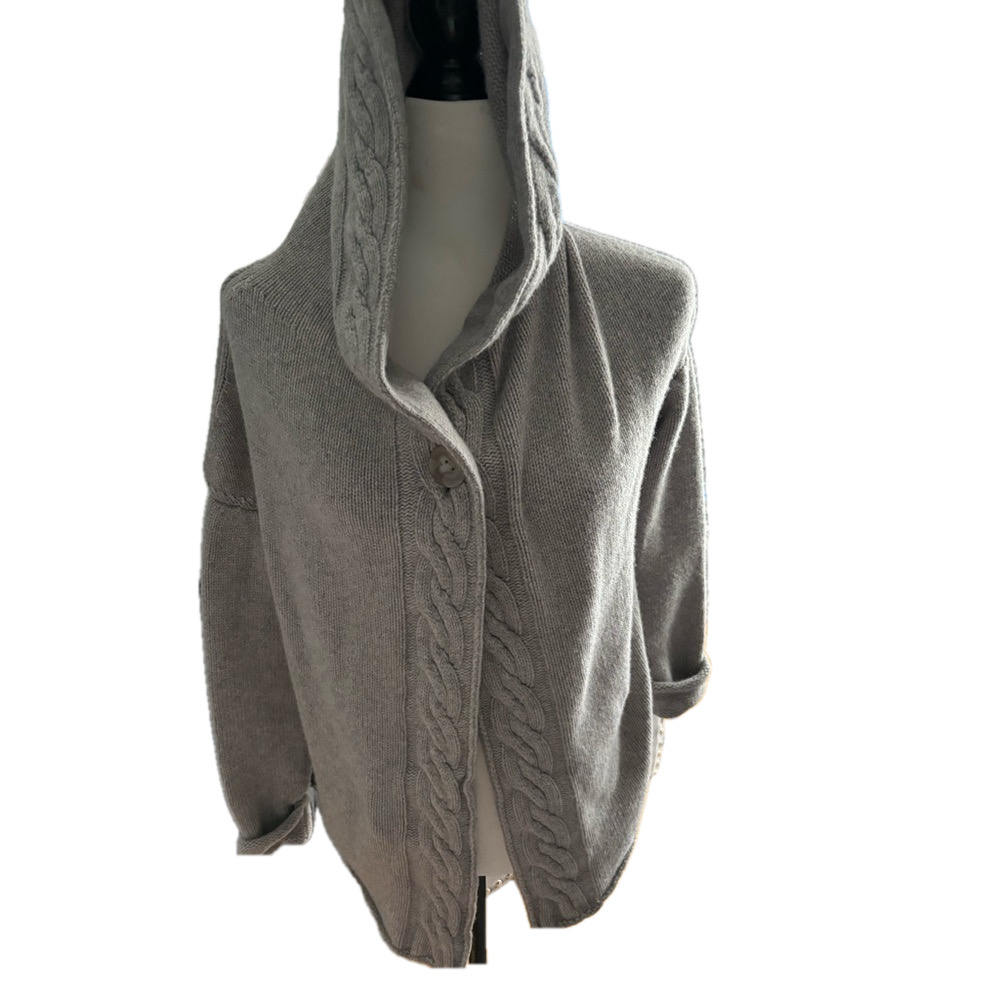 Mantovani Studio 100% Italian Cashmere size small hooded cardigan